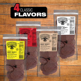 Smoked beef jerky with natural wood smoke aroma from Old Trapper for a satisfying snack
