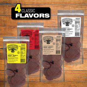 Old Trapper Double Eagle jerky serving, convenient resealable bag for on-the-go protein.