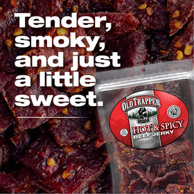 Old Trapper Hot & Spicy Beef Jerky snack idea for lunchbox or gym bag.