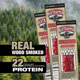 Old Trapper Kippered Steak on-the-go in a gym bag or car
