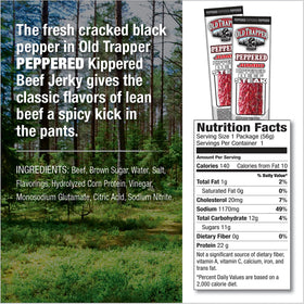 Old Trapper Peppered Kippered Beef Steak slices ready to eat high-protein snack