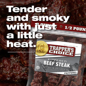 Old Trapper smoke-curing process lends a rich aroma and depth to each bite.