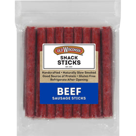 Old Wisconsin beef sausage snack sticks pack resealable for convenient on-the-go protein.