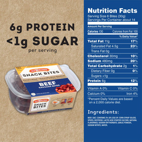 Old Wisconsin Beef Snack Bites tub open reseal demonstrates easy grab-and-go protein