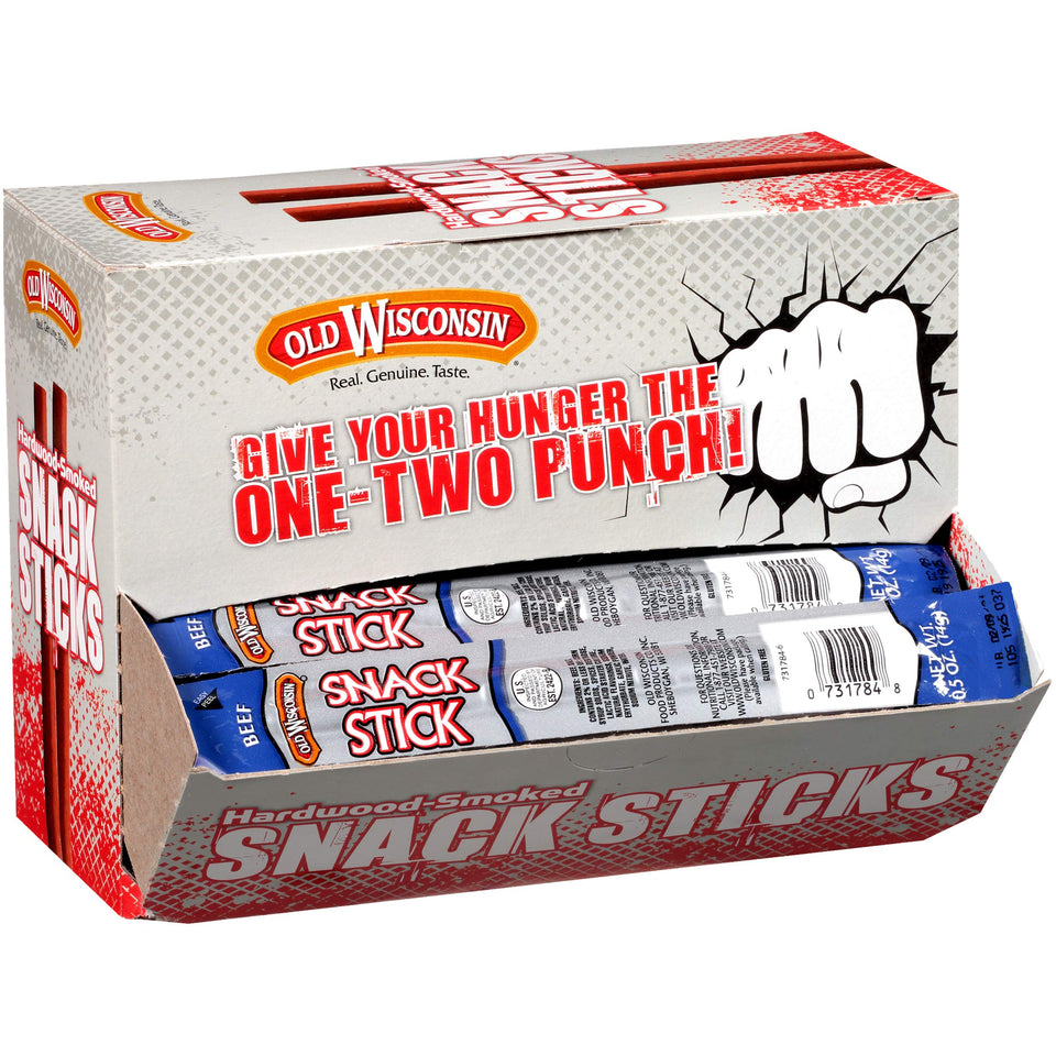Old Wisconsin Beef Snack Sticks in a 42-count box for on-the-go protein.
