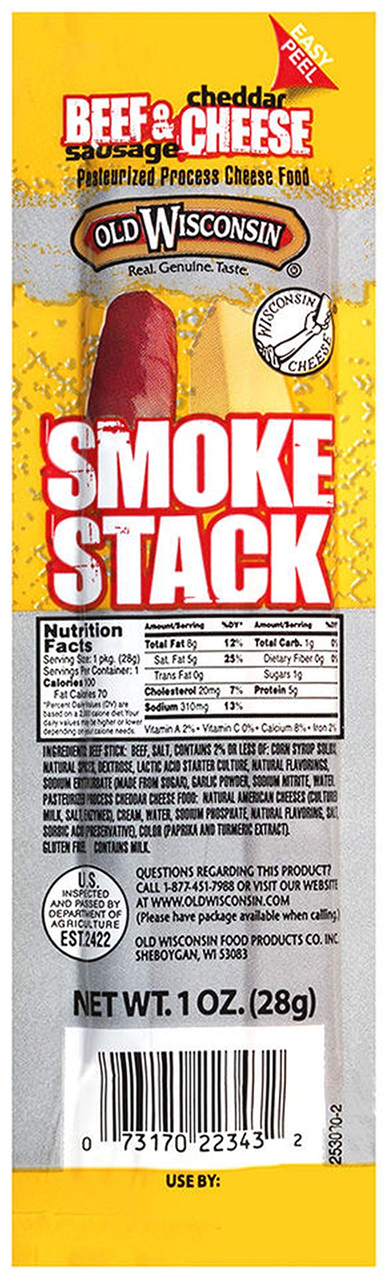 Old Wisconsin beef sticks with cheddar cheese in 18-pack, ready for snacking