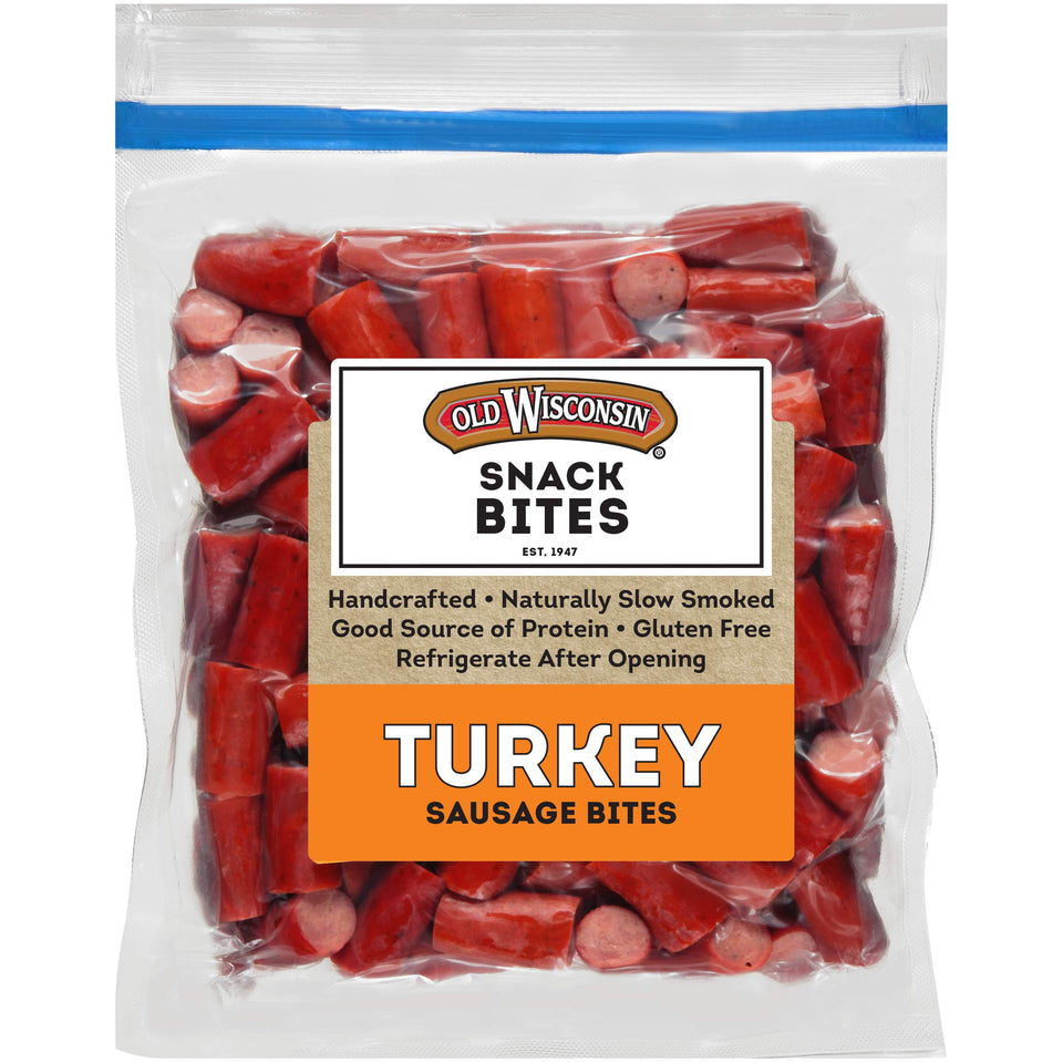 Old Wisconsin Turkey Snack Bites bag front view for a high-protein on-the-go snack