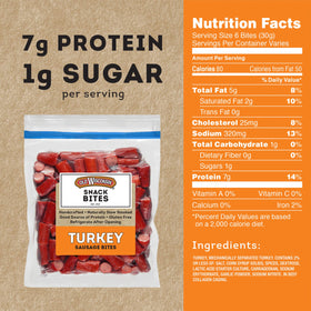 Old Wisconsin Turkey Snack Bites seal intact for freshness and portability