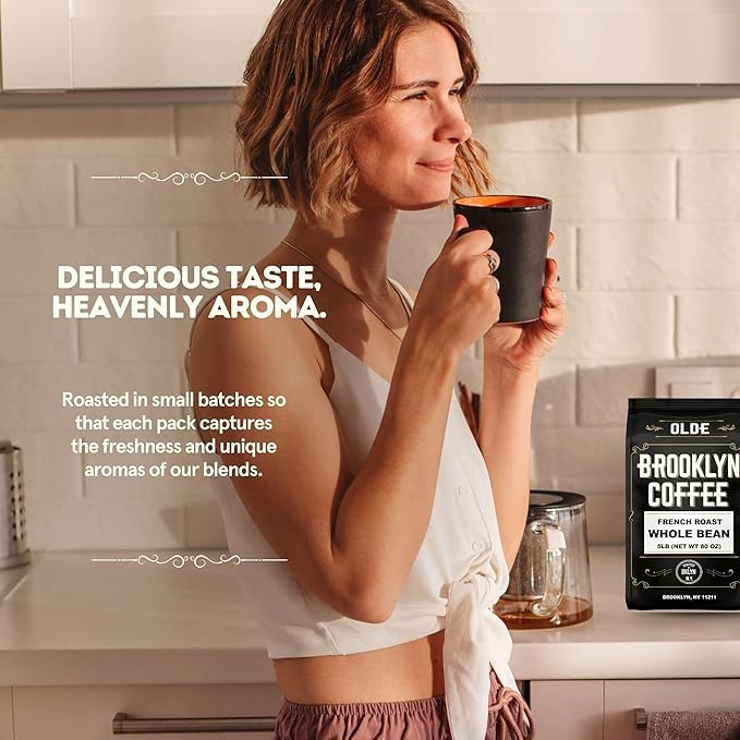 OLDE BROOKLYN COFFEE aroma-filled kitchen with freshly roasted beans ready for brewing.