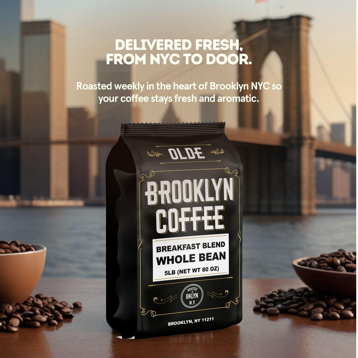 OLDE BROOKLYN COFFEE aroma-steam-cup highlighting a delicate, smooth flavor.