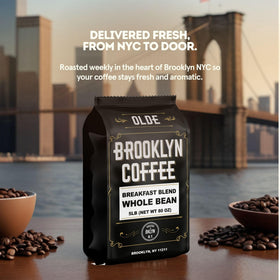 OLDE BROOKLYN COFFEE aroma-steam-cup highlighting a delicate, smooth flavor.