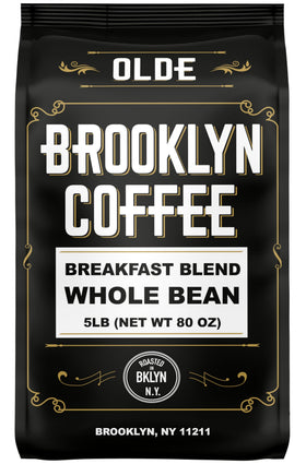 OLDE BROOKLYN COFFEE Breakfast Blend whole bean 5lb for a bright morning brew.