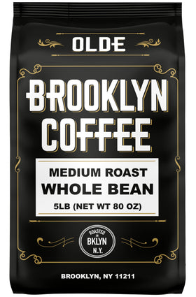 Olde Brooklyn Coffee Classic Medium Roast whole bean bag for home brewing aroma