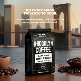 Olde Brooklyn Coffee dense aroma steaming cup invites a savory, balanced sip.