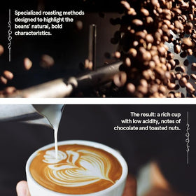 Olde Brooklyn Coffee Italian Dark Roast grind setup enables customizable strength.