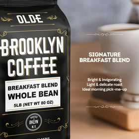 OLDE BROOKLYN COFFEE roasted weekly in NYC for peak freshness aroma.