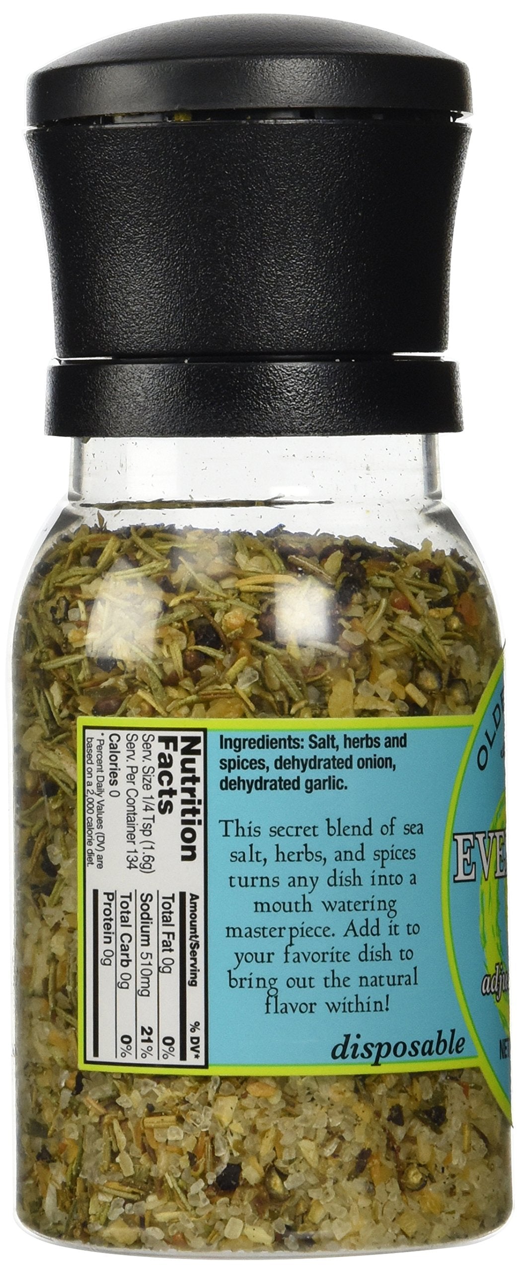 Olde Thompson Everything Salt Grinder ready-to-use shaker boosts home cooking with fresh flavor