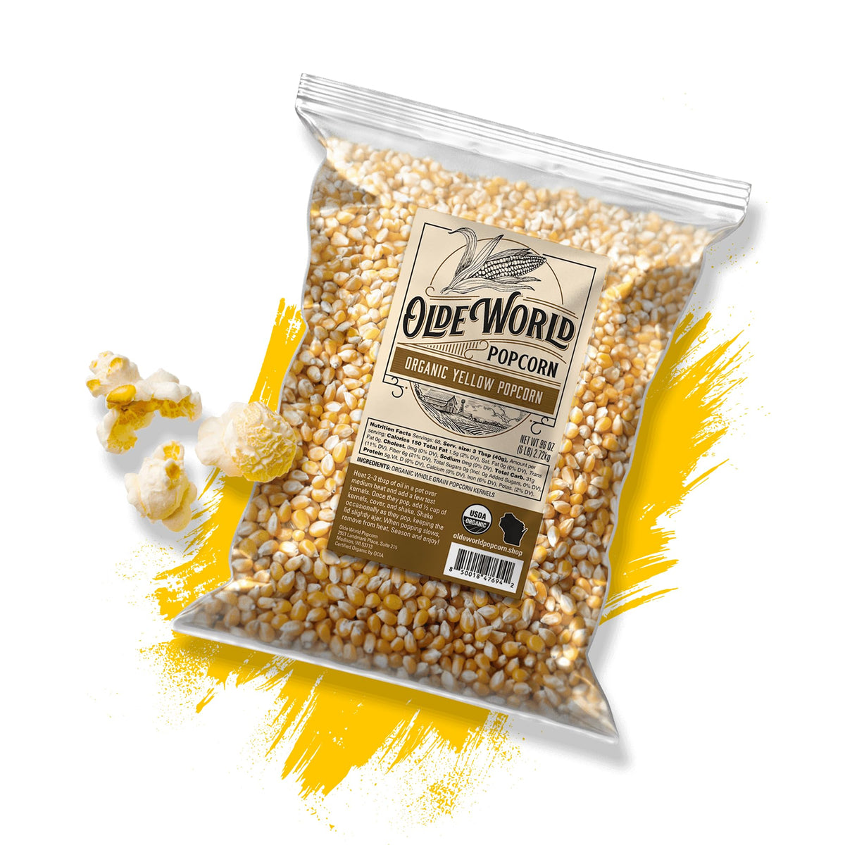 Olde World Popcorn woman-owned small business badge
