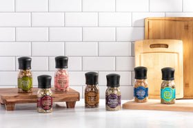 Olde Thompson California Garlic and Sea Salt Grinder in spice rack display