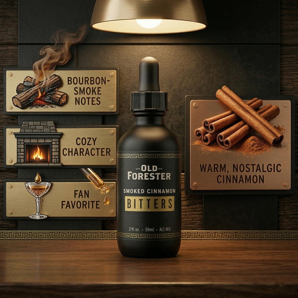 Old Forester Cinnamon Bitters pour captures a rich aroma for cocktails.