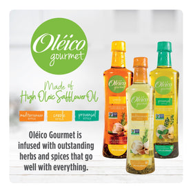 Oleico Gourmet Creole-style safflower oil bottle featuring rosemary and chile de arbol for bold sautéing