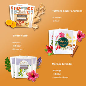 Olinda Health & Vitality Tea Gift Box with tea bags arranged to highlight variety