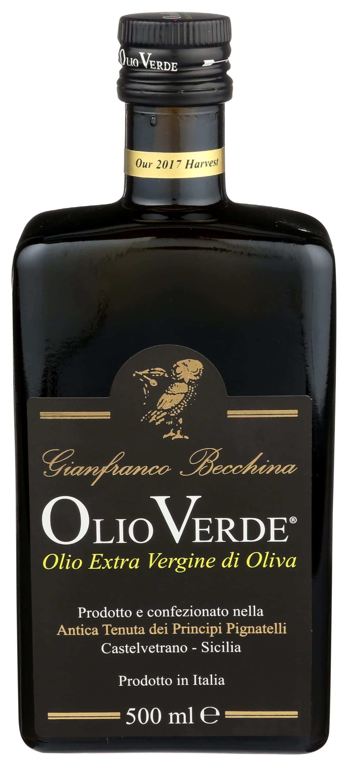 Olio Verde cold-smoked olive oil bottle with Montseny pinecone aroma for finishing dishes.