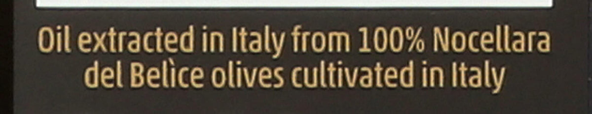 Olio Verde label closeup highlights origin and quality notes.