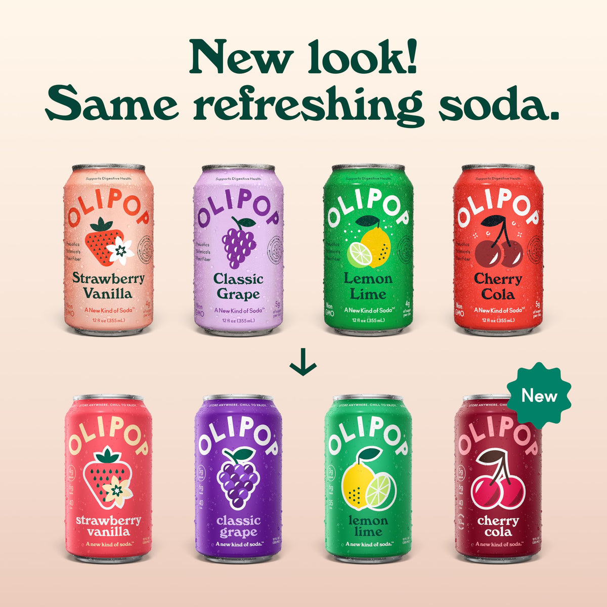 OLIPOP Classic Grape can showcasing a crisp fruit flavor and prebiotic fiber