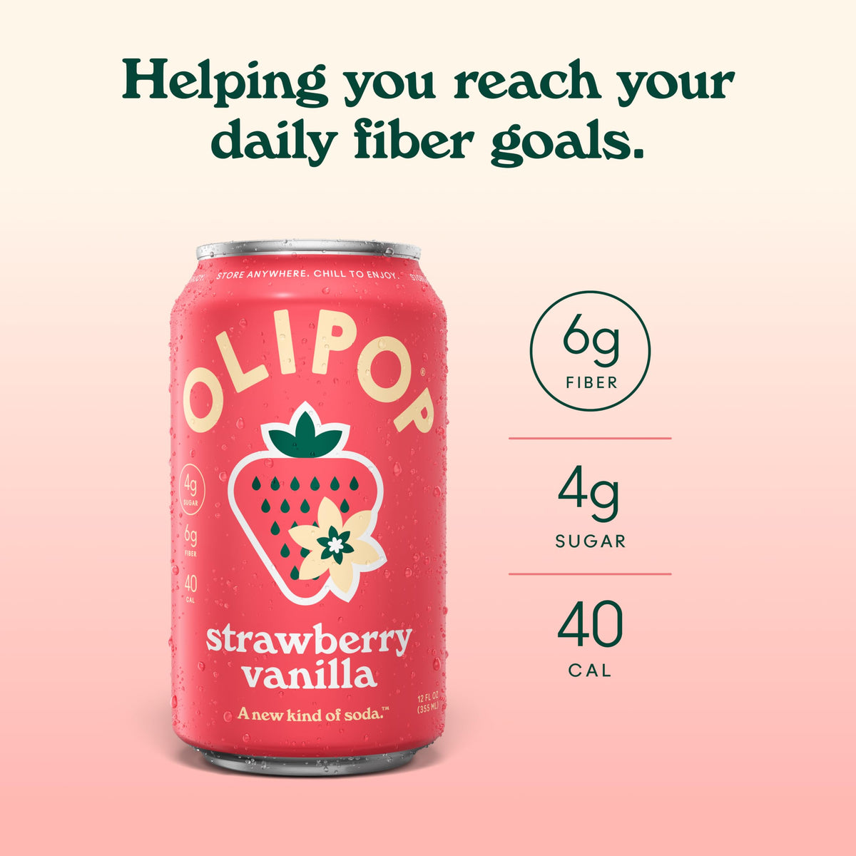 OLIPOP pantry pack of 12 cans on shelf emphasizes convenience and variety.