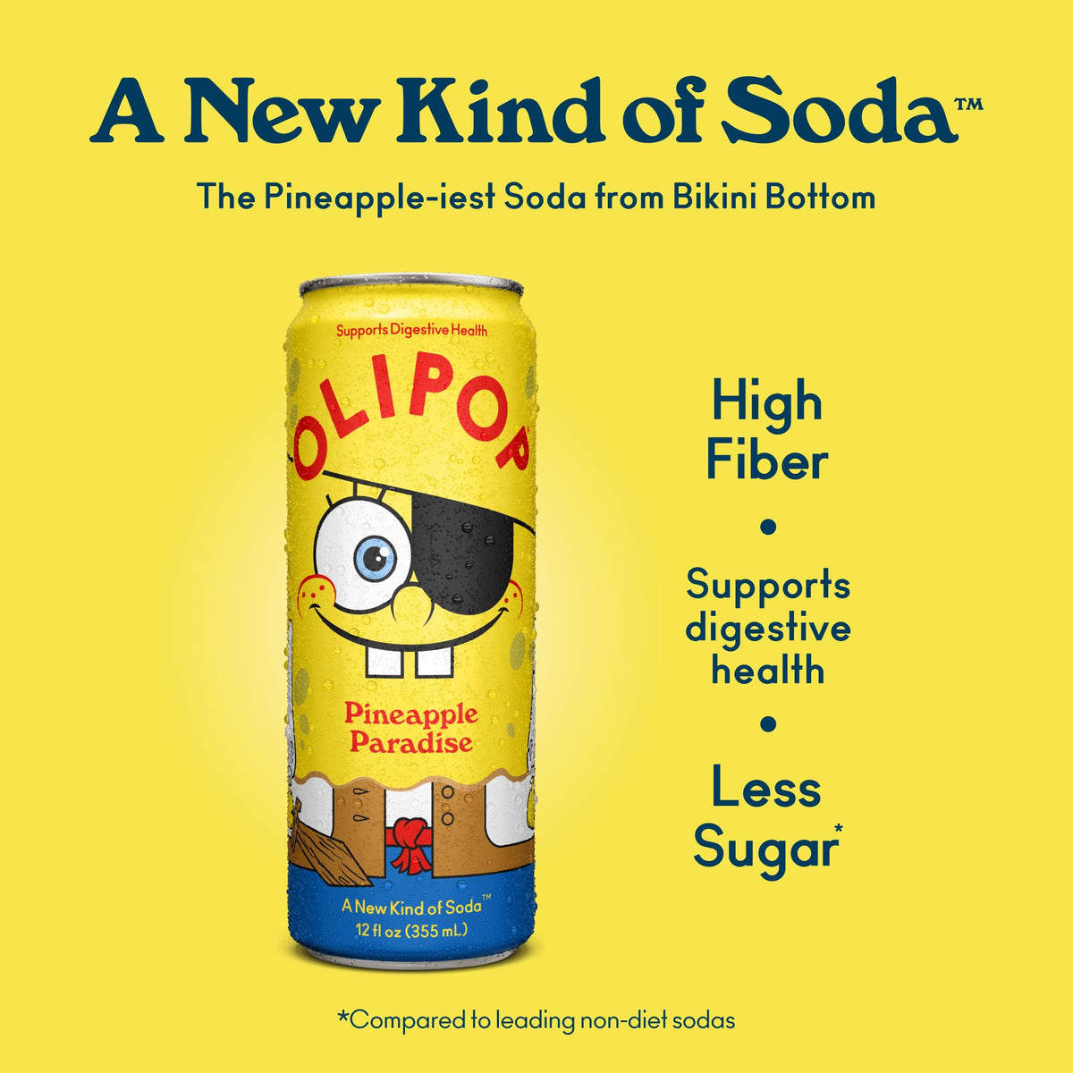 OLIPOP SpongeBob Pineapple Paradise label close-up shows ingredients