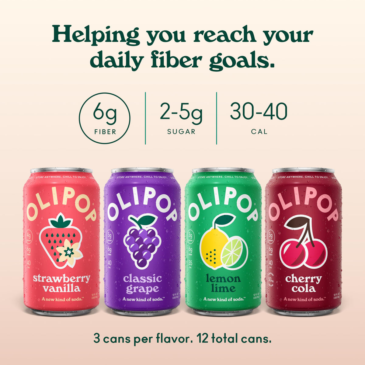 OLIPOP Strawberry Vanilla can with creamy berry notes for a balanced taste