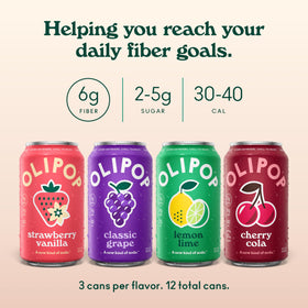 OLIPOP Strawberry Vanilla can with creamy berry notes for a balanced taste