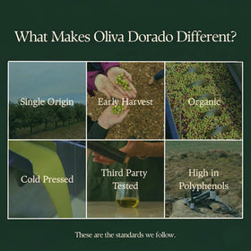 Oliva Dorado organic label highlights purity and traceability.