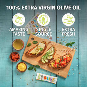 O-Live & Co travel-size olive oil packets for mess-free meals while traveling.