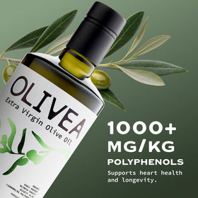 Olivea early-harvest Koroneiki olives on tree illustrating organic sourcing.