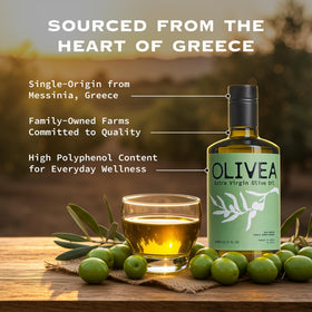 OLIVEA Greek Koroneiki olives Peloponnese indicate origin and terroir for depth