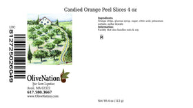 OliveNation Candied Orange Peel Slices, chocolate-dipped, ideal dessert garnish.