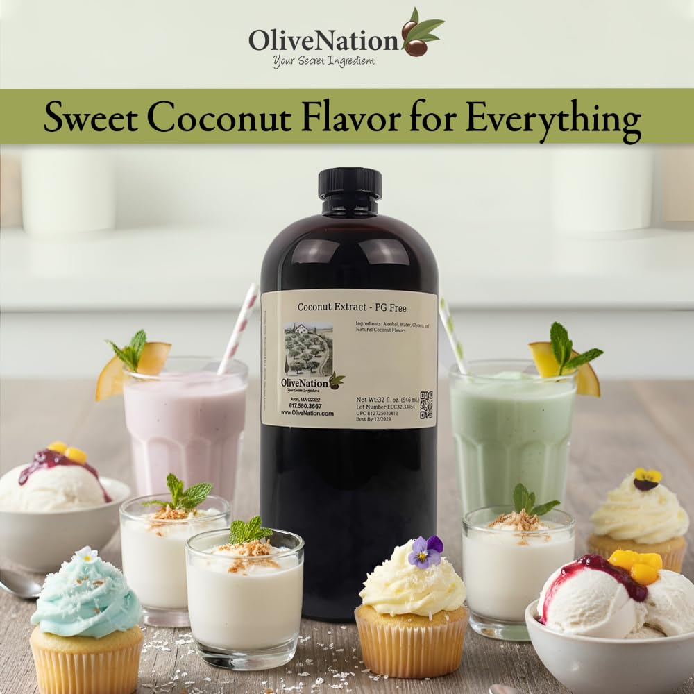 OLIVENATION Coconut Extract in a smoothie reveals tropical aroma and bold flavor.
