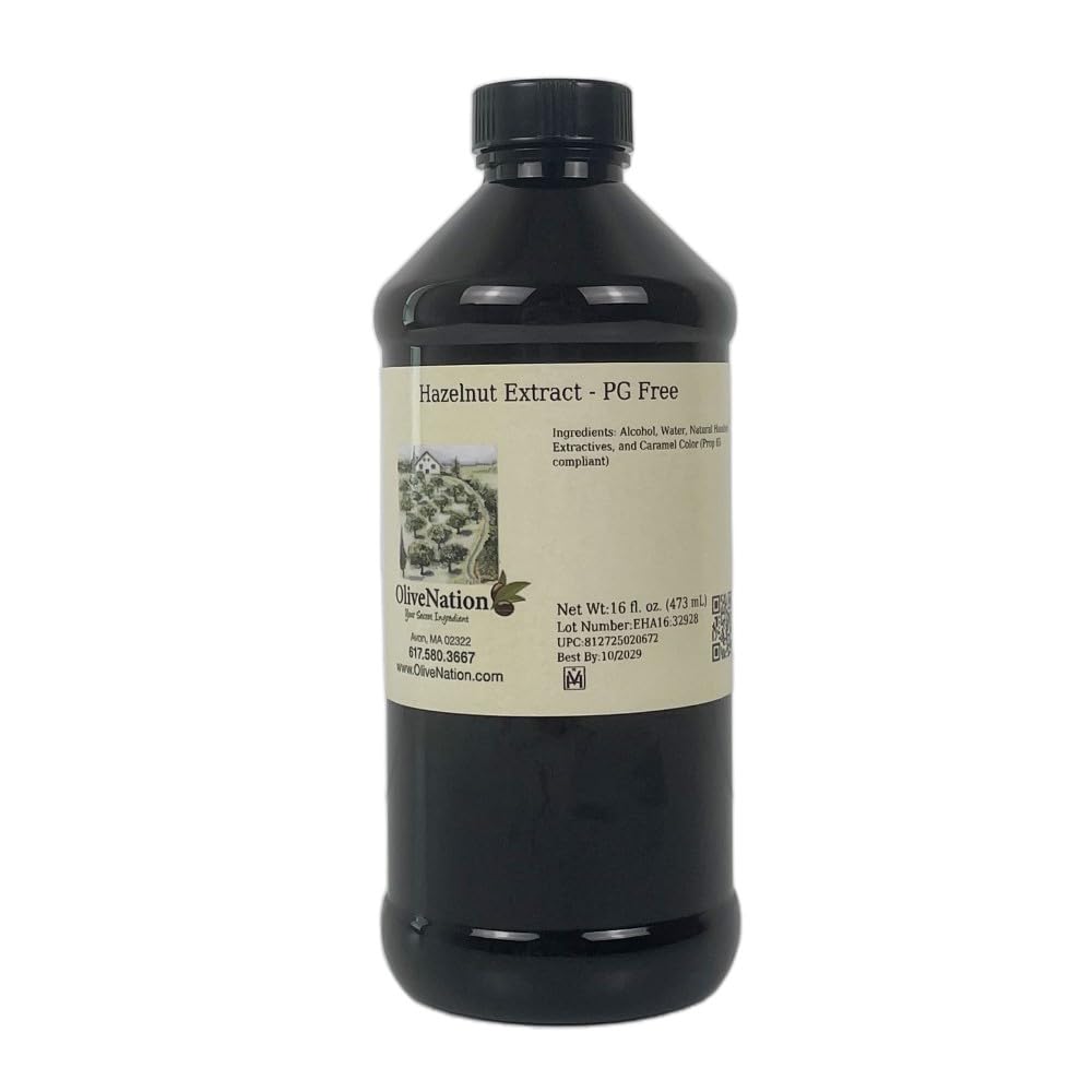 Olivenation hazelnut extract bottle front, premium flavor for baking