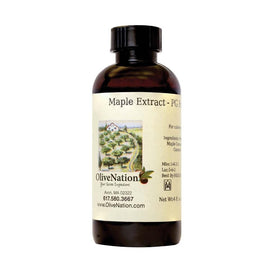 OLIVENATION Maple Flavoring bottle pour shows rich aroma ideal for baking.