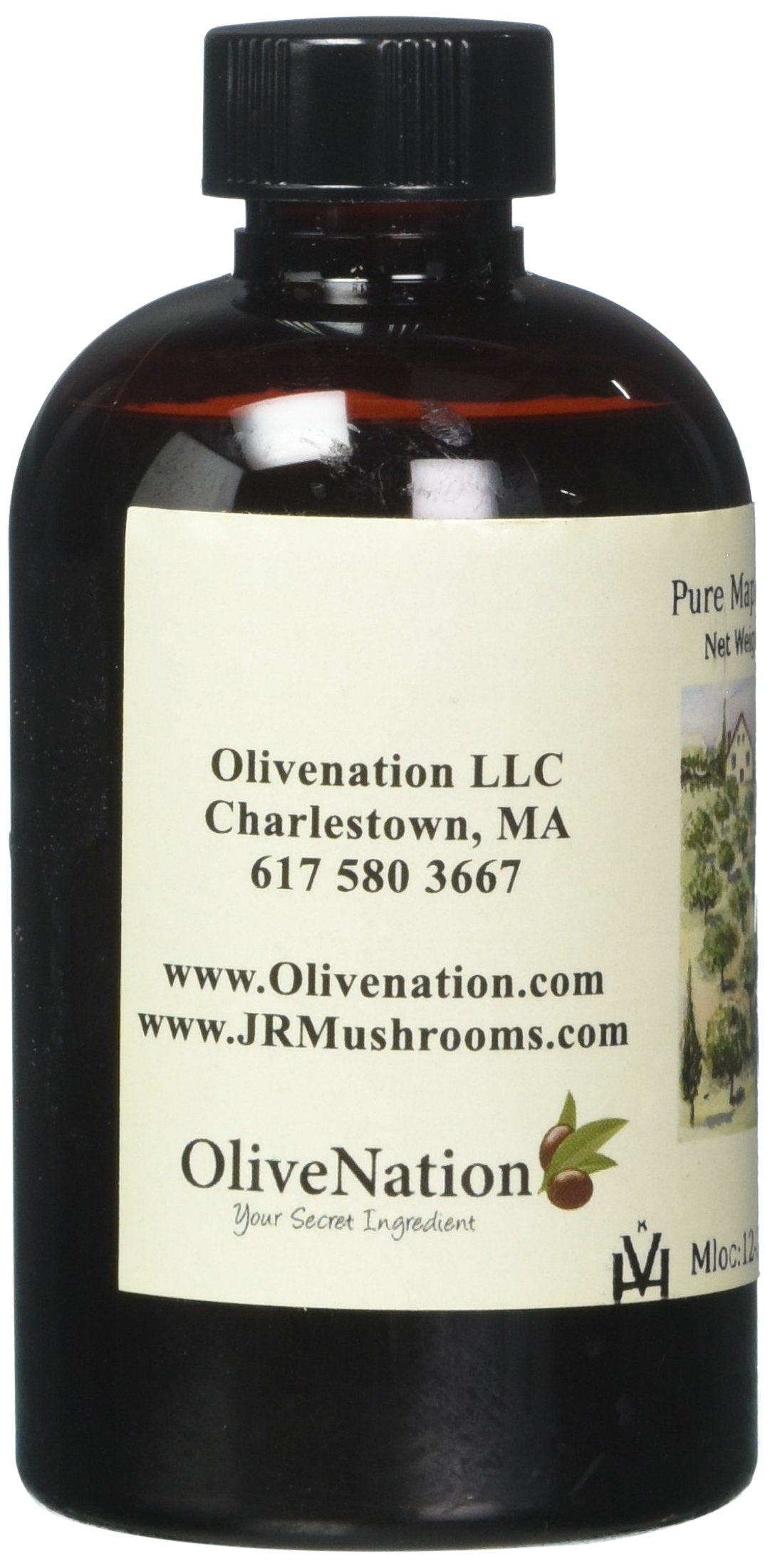 OLIVENATION maple flavoring ingredients label highlights non-GMO and vegan, ideal for baking.