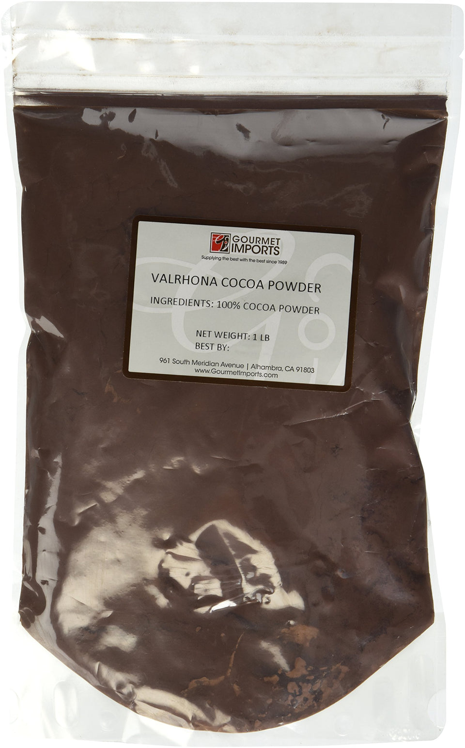 OLIVENATION Valrhona chocolate cocoa powder 100% cacao in 1 lb bag, ideal for baking and hot cocoa.