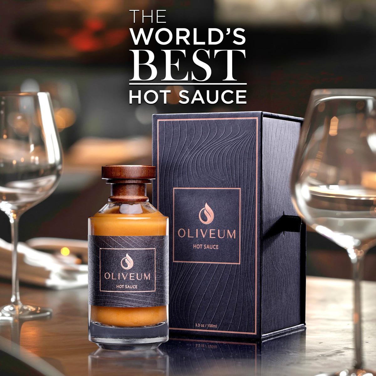 Oliveum hot sauce label detail emphasizing luxury craft and bold branding.