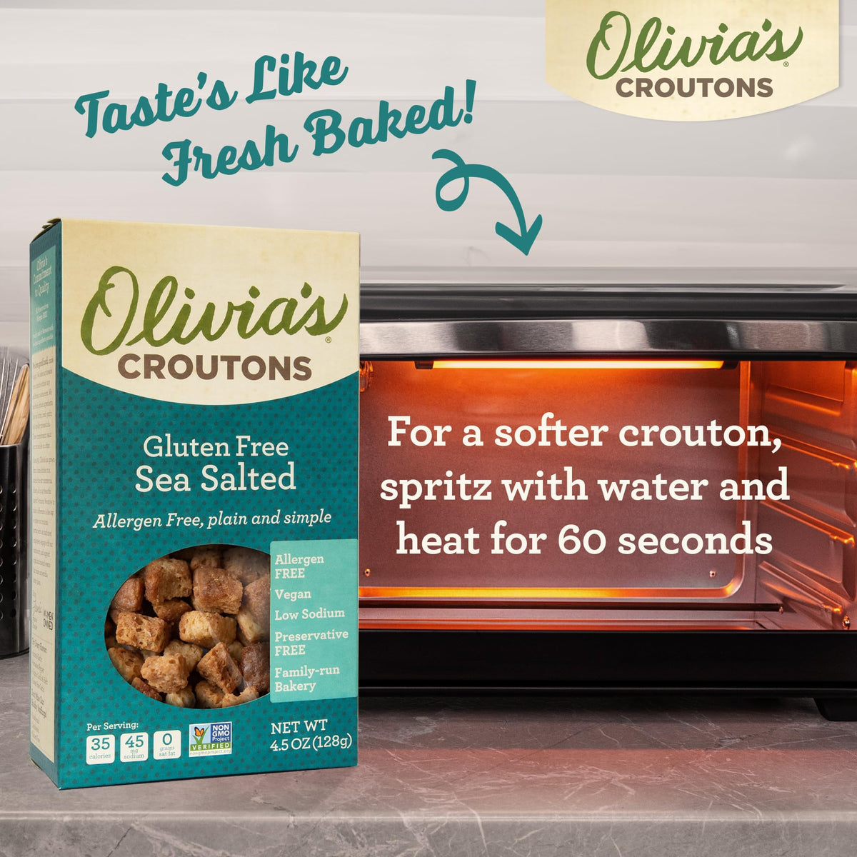 Olivia's Croutons artisan gluten-free bread loaf demonstrates small-batch quality.