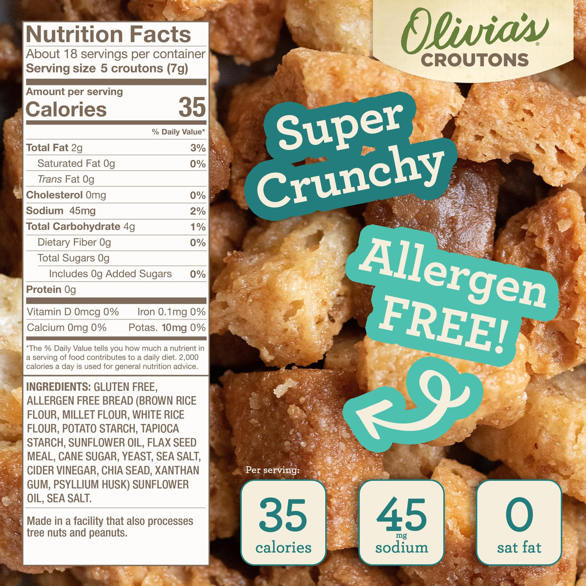 Olivia's Croutons add crunchy garlic on soup, boosting flavor without sogginess.