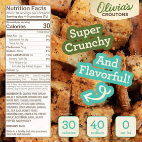 Olivia's Gluten Free Croutons seasoned ancient grain bread delivers wholesome salad texture