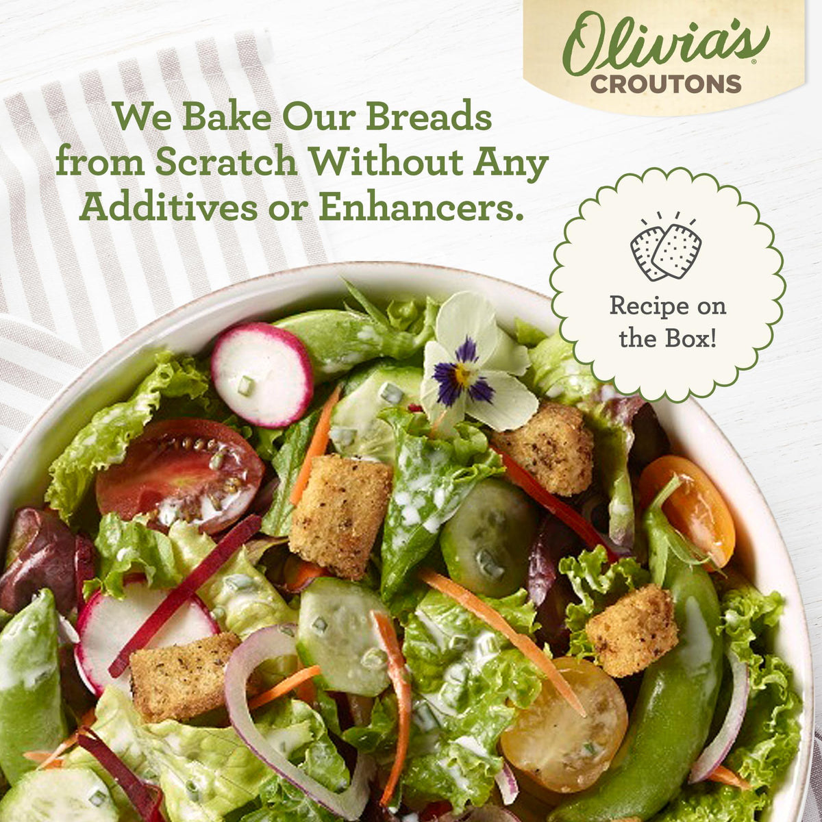 Olivia's Gluten Free Croutons soup-and-salad croutons offer crunch straight from the box
