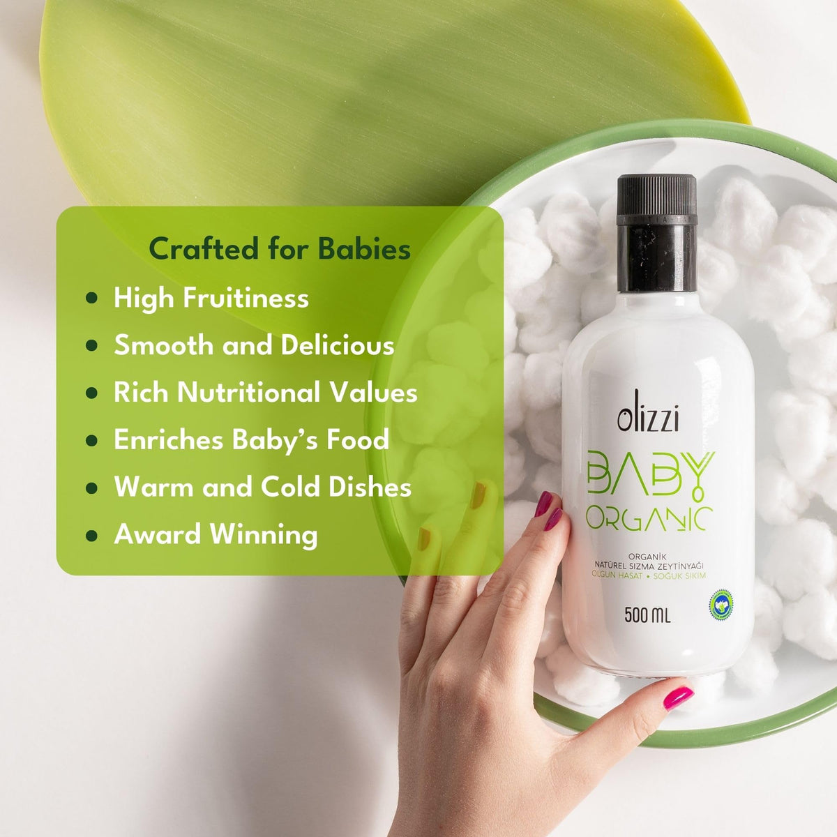 Olizzi label detail emphasizing USDA Organic and polyphenol richness