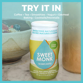 SweetMonk drops added to coffee for a zero-calorie sweetener.